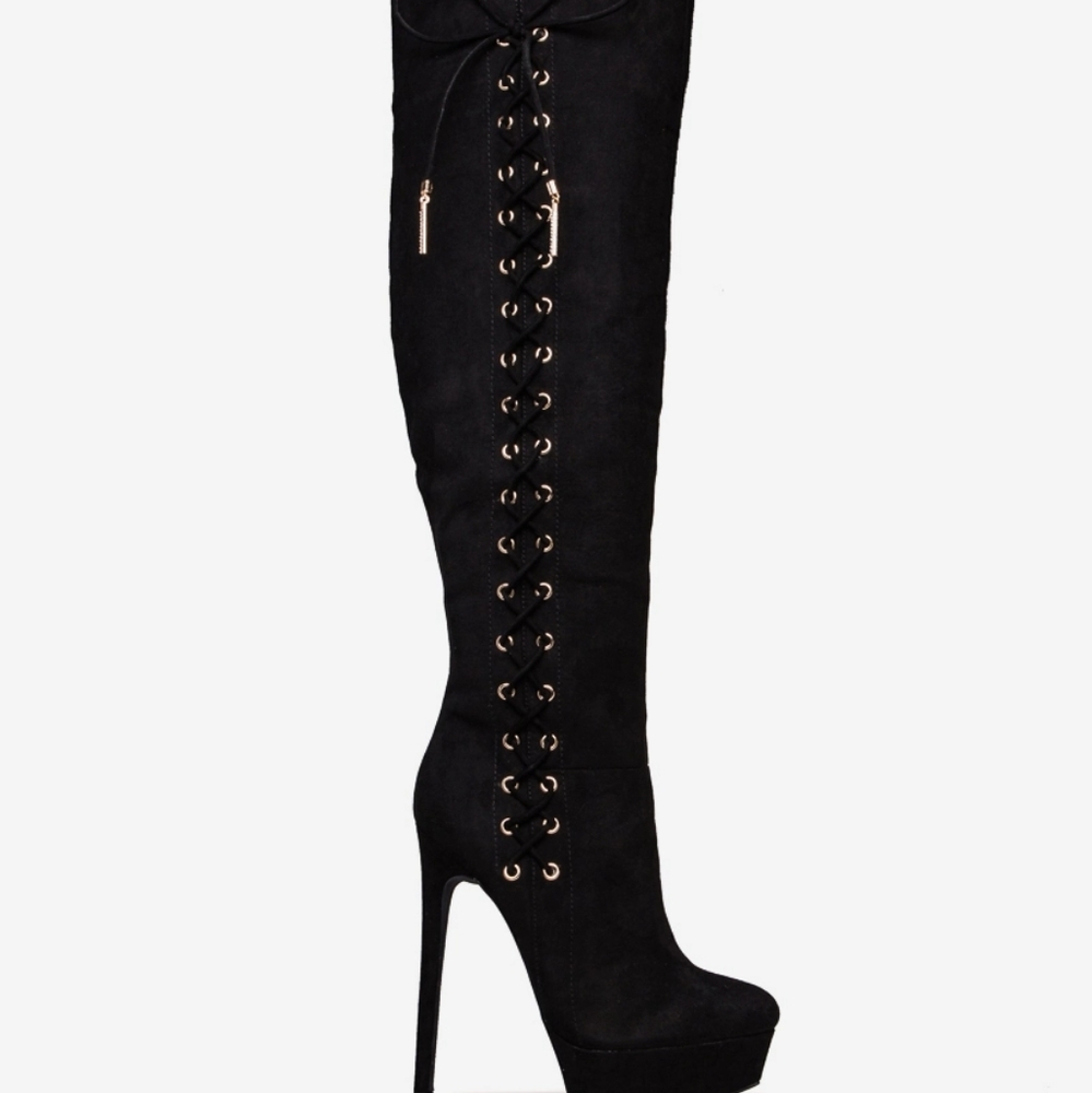 Over The Knee Stiletto Boots-BLK[Size:9.5]